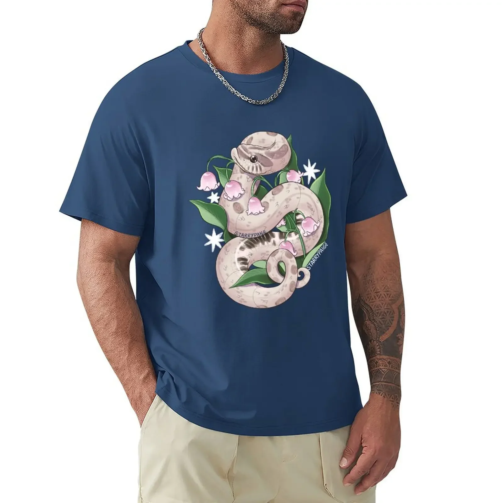 Lavender Hognose Snake with Lily of the Valley T-Shirt boys animal print rapper graphic tees customs t shirts for men