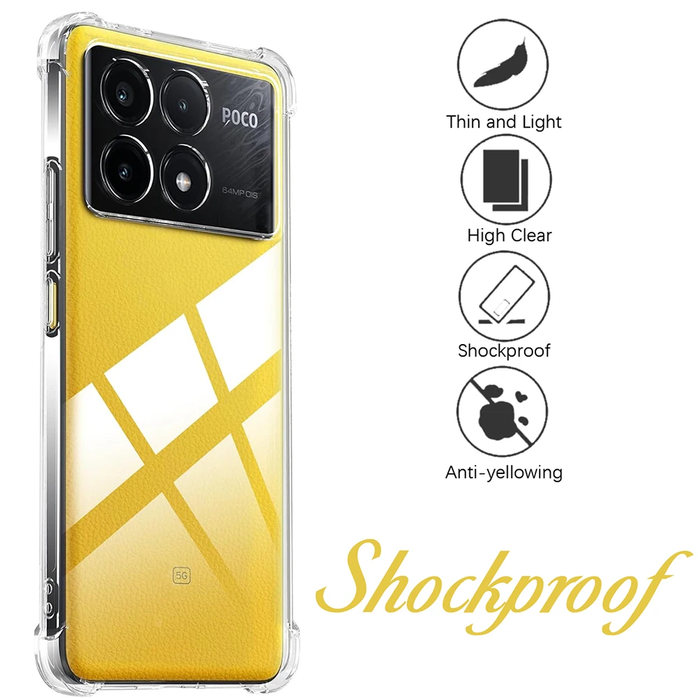 Tapete de choque à prova de choque silicone caso macio para xiaomi poco f6 x6 m6 f5 x5 x4 x3 f4 f3 f2 m4 pro 4g 5g gt claro ultra fino tpu capa