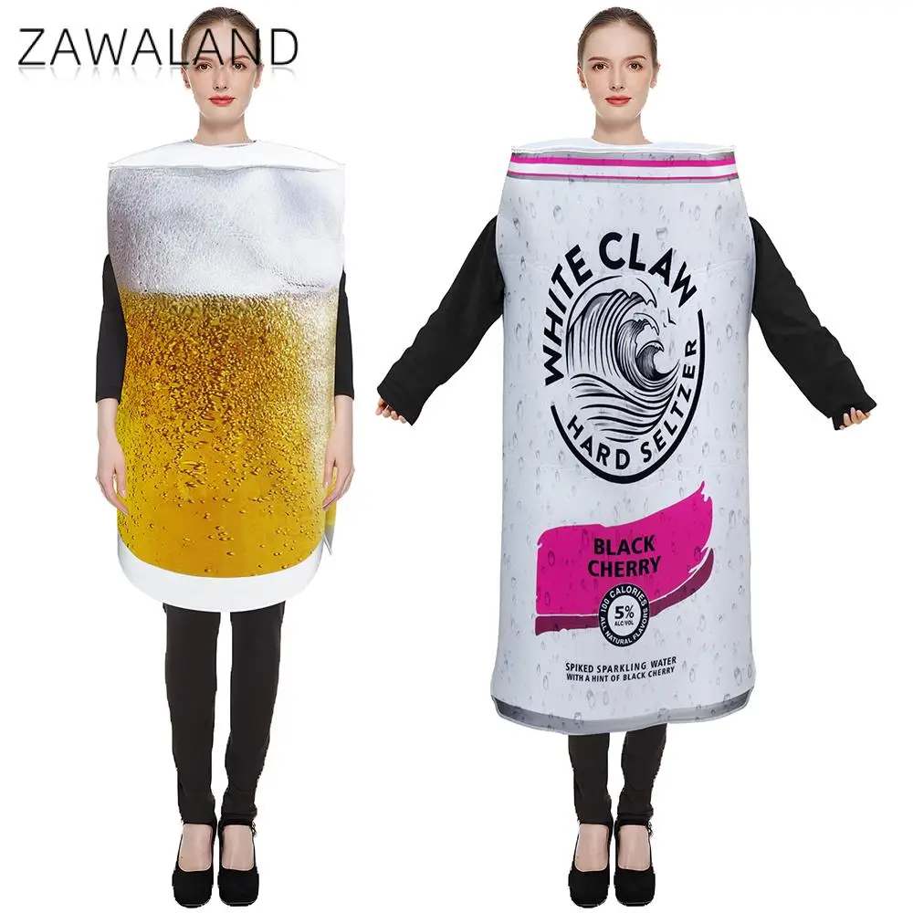 Zawaland Beer Costume Spiked Sparkling Water Funny Disguise Suit Woman Man Cosplay Party Clothes Halloween Carnival Purim Suits