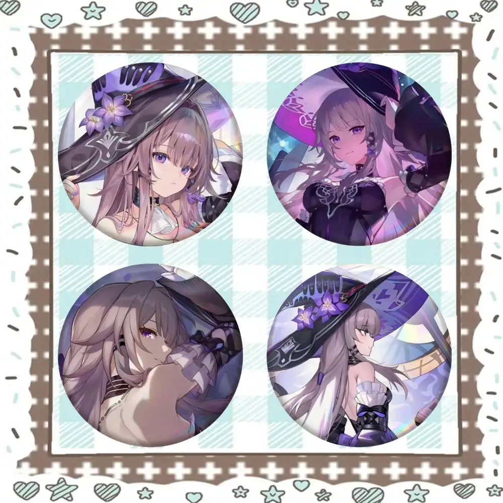 The Herta Honkai Star Rail Game Badge Tinplate Meme Round Brooch For Hat Bag Creative Lapel Jewelry Accessories Gifts