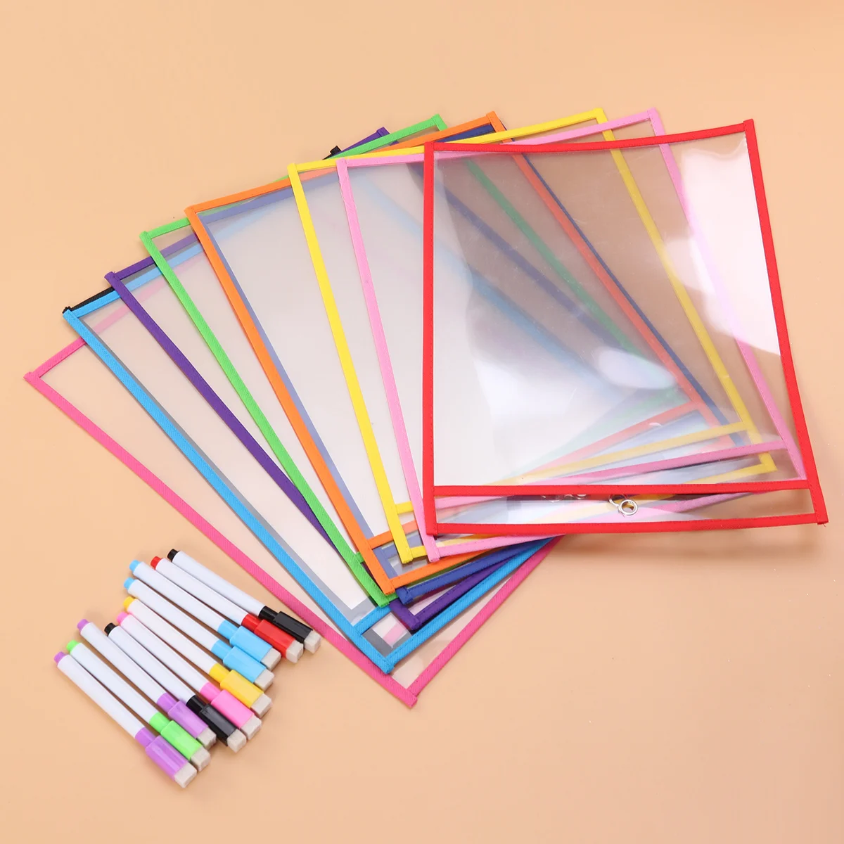 20PCS Dry Apagar Bolsos Ensino Professor Suprimentos para Sala de Aula Suprimentos Transparente PVC Costura Saco Seco Apagar Mangas