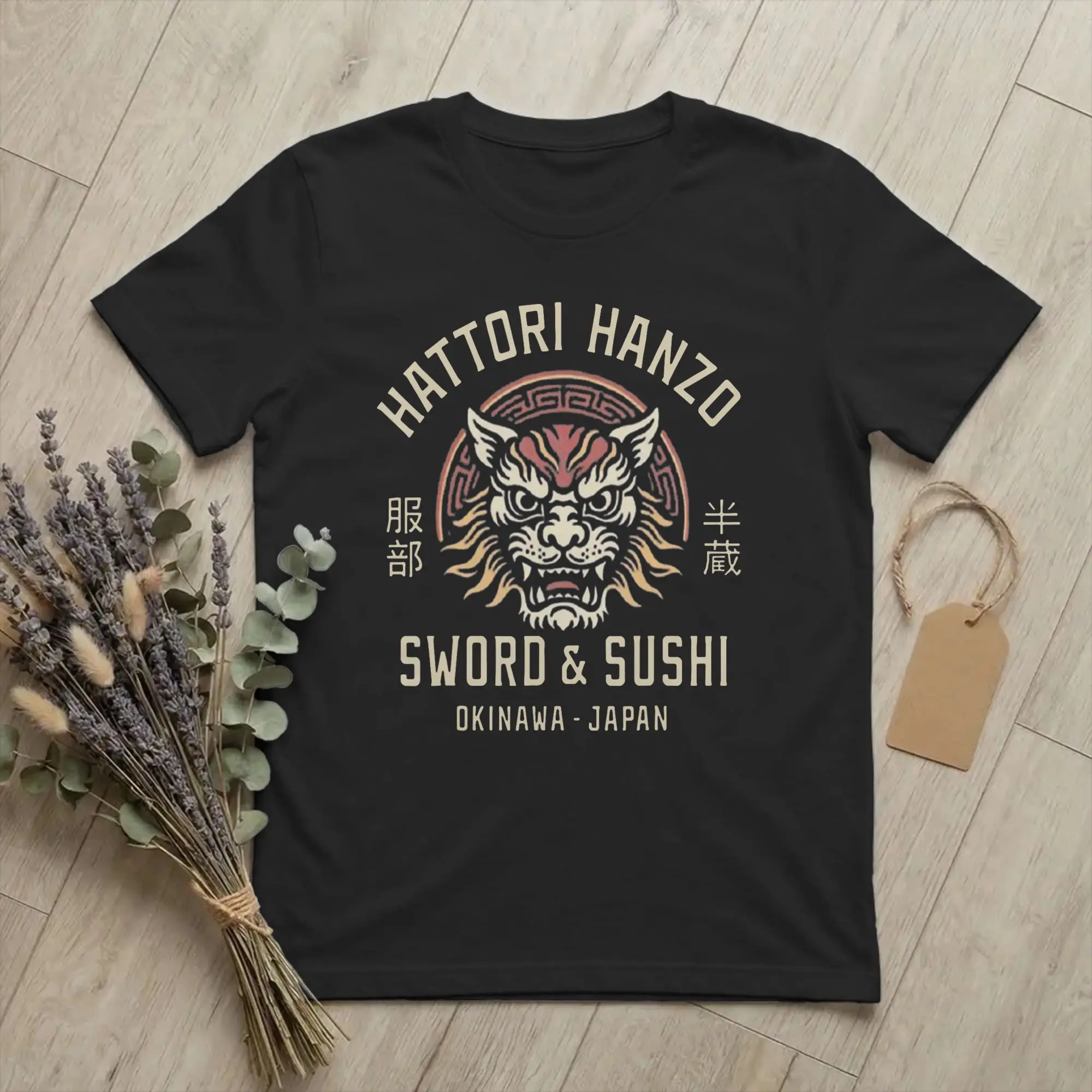 Hattori Hanzo Sword and Sushi T Shirt Men Cotton Novelty T-Shirts Round Collar Japan Okinawa Tee Shirt merchandise New Arrival