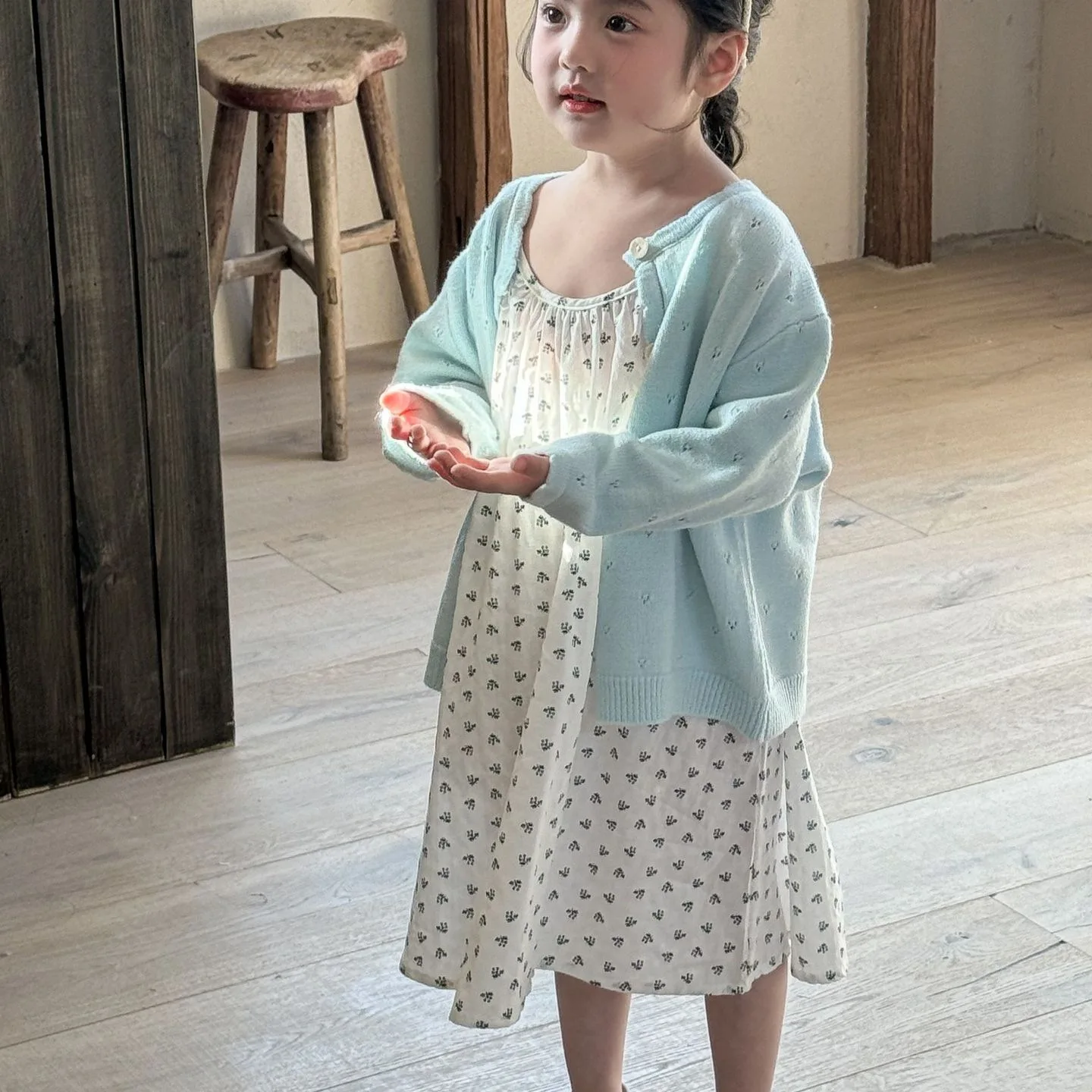 Childrens Slip Dress 2025 Spring New Korean Fashion Girls French Broken Flower Loose Slip Dress Kids Clothes Girls