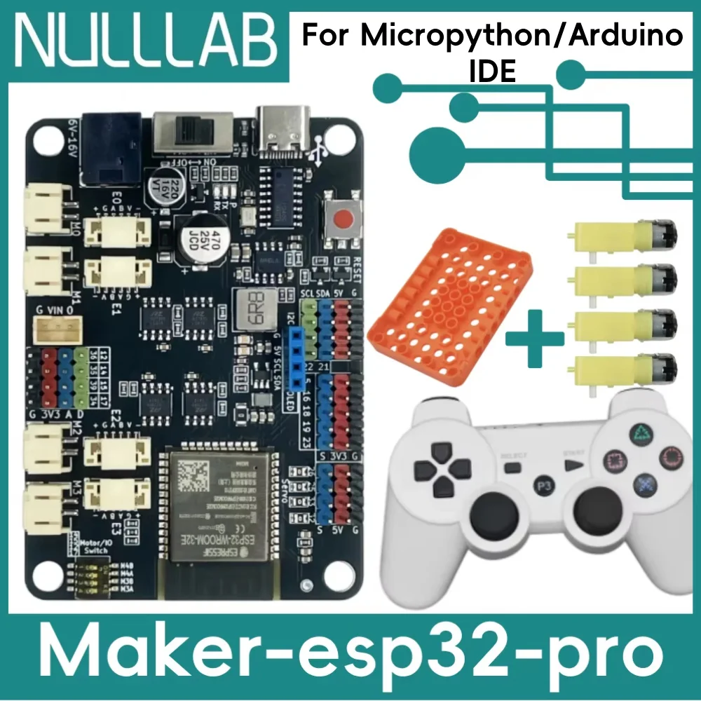 Maker-ESP32-pro 2.4GHz WiFi & Bluetooth ESP32-WROOM-32E 6-16V 3A High-Current USB-C Motor Driver (4 Encoder or 4 DC/4 Servo)
