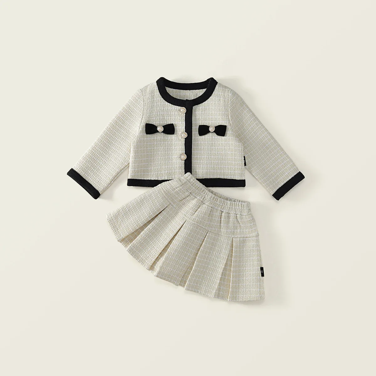 

HoneyCherry New Autumn Girls' Suit: Elegant Foreign-style Coat and Pleated Skirt Two-piece Set for Babies Girl Clothes