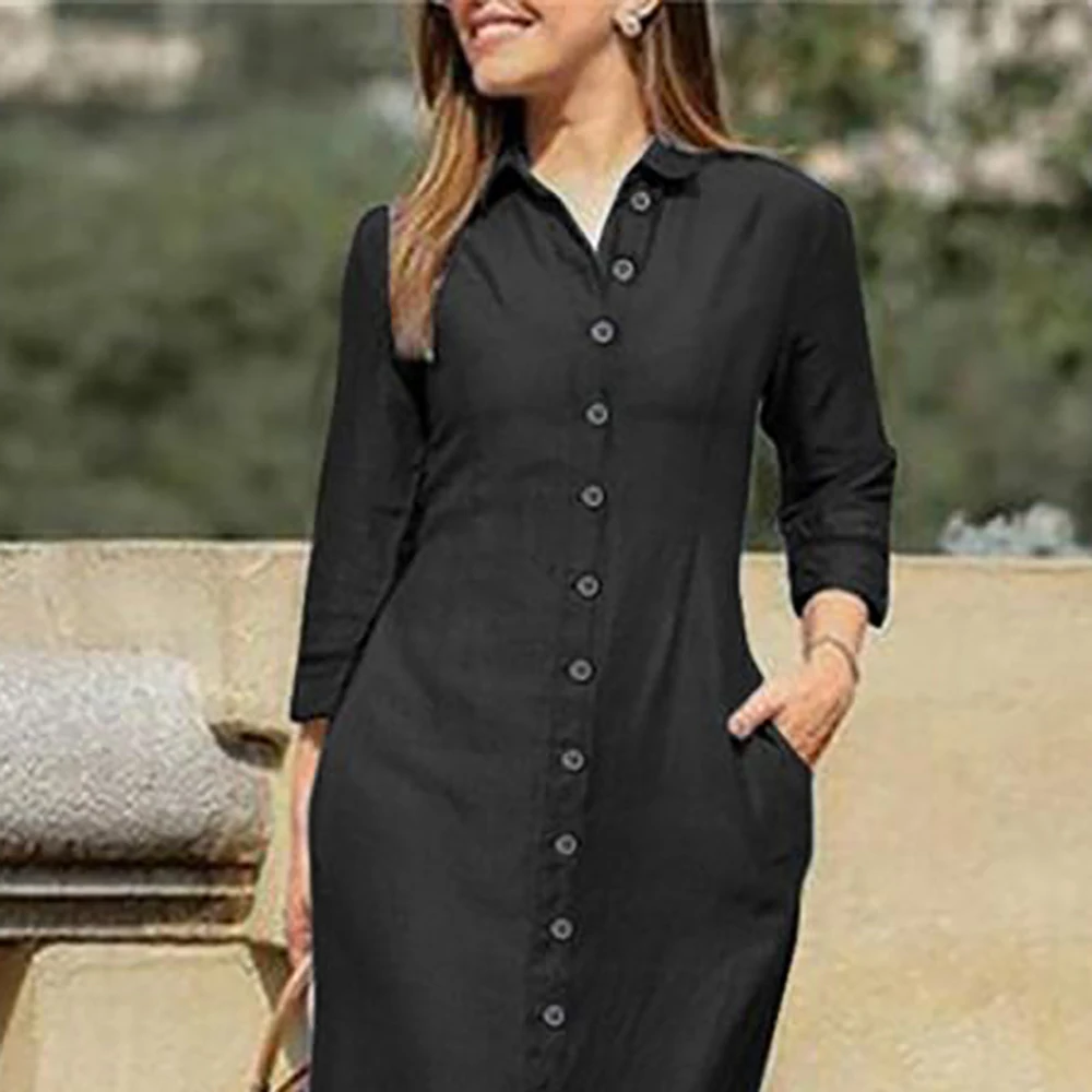Plus size imitação denim elegante vestido feminino único breasted lapela manga longa cardigan camisa vestido reto oversize
