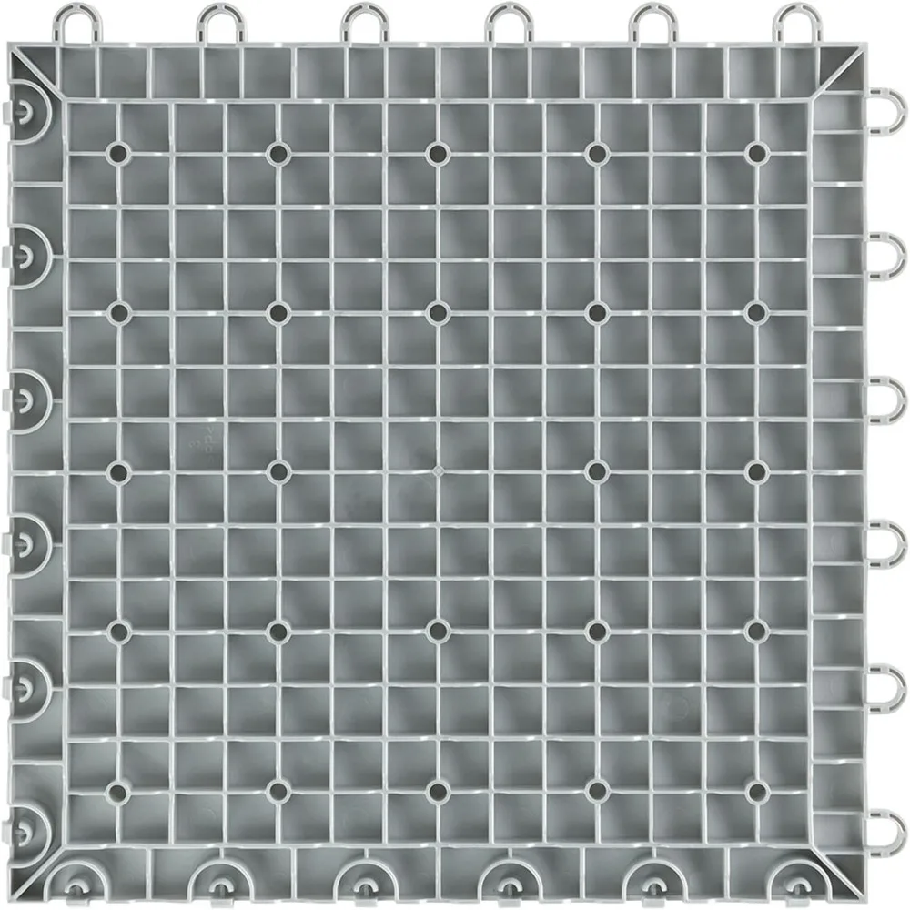 Azulejos Diamond Garage Floor - Azulejos plateados entrelazados con 6 cerraduras, paquete de 50, ideales para soluciones rápidas para pisos de garaje