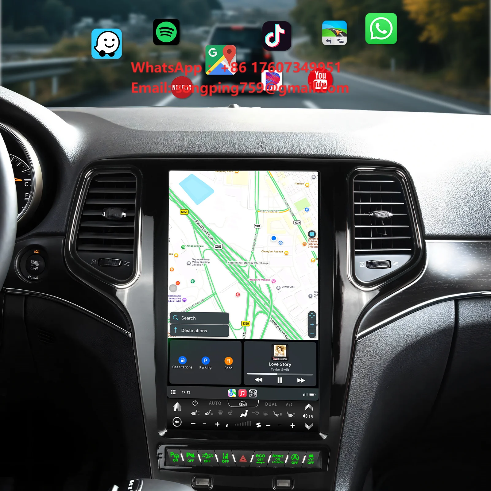13.6 Inch Android 12 Touch Screen Car Radio Carpaly Car Stereo for Jeep Grand Cherokee Radio Upgrade 2014-2022 GPS Navigation