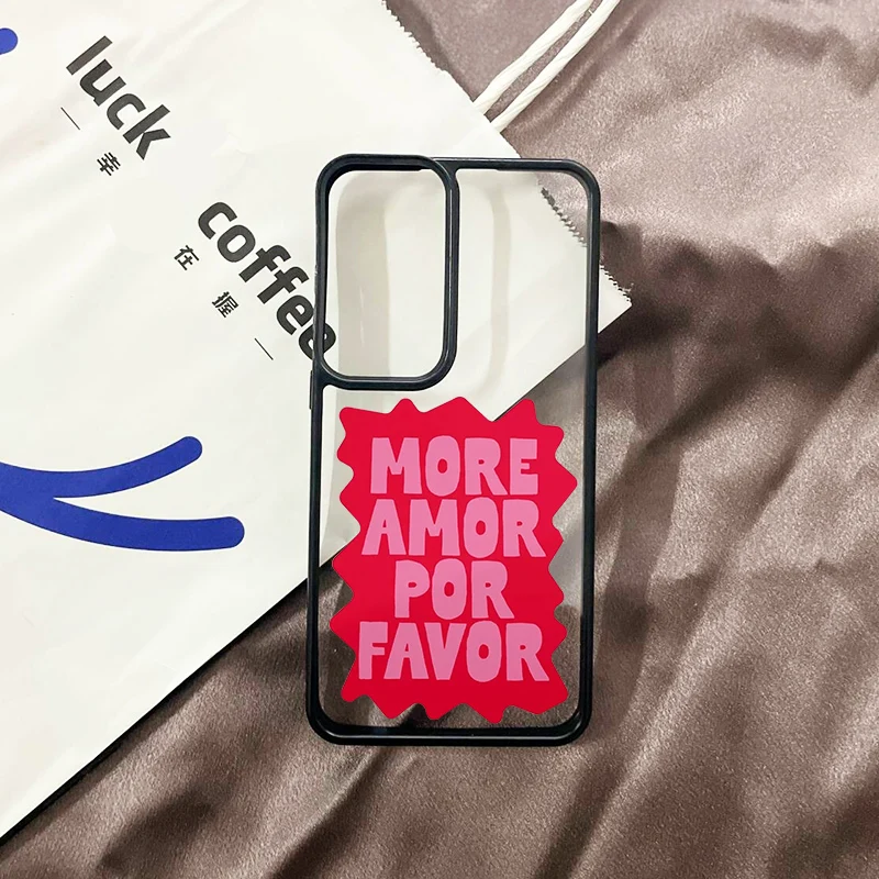 Colorful Maximalist More Amor Por Favor Phone Case For Samsung Galaxy S23 S24 Plus 24Ultra Eclectic Pink Love Quote Hard Cover