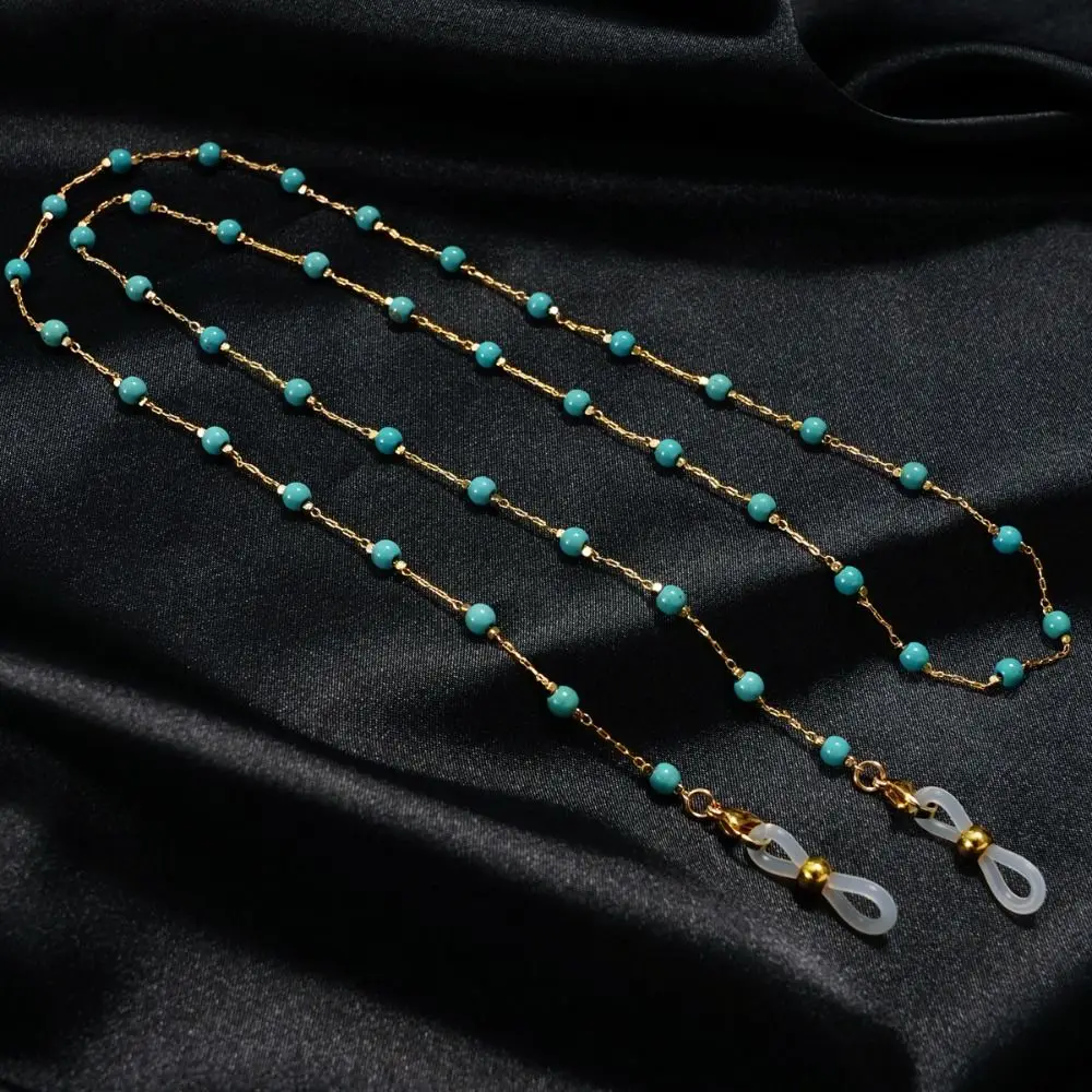 Turquoise Beads Glasses Chain Anti-Lost Neck Strap Eyeglass Holder Necklace Beaded Hanging Neck Eyeglass Chain Holder