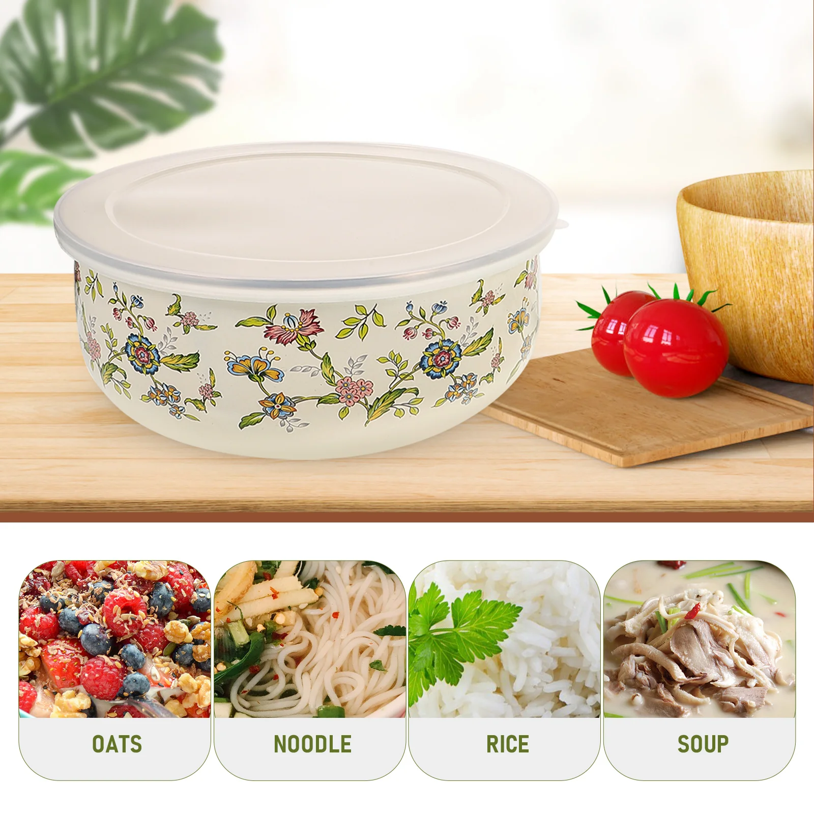 

5pcs Fruit Serving Bowl With Lid Salad Bowls Lids Large Small Size Red Color Mixing Storage Kitchen Serving Nesting Set