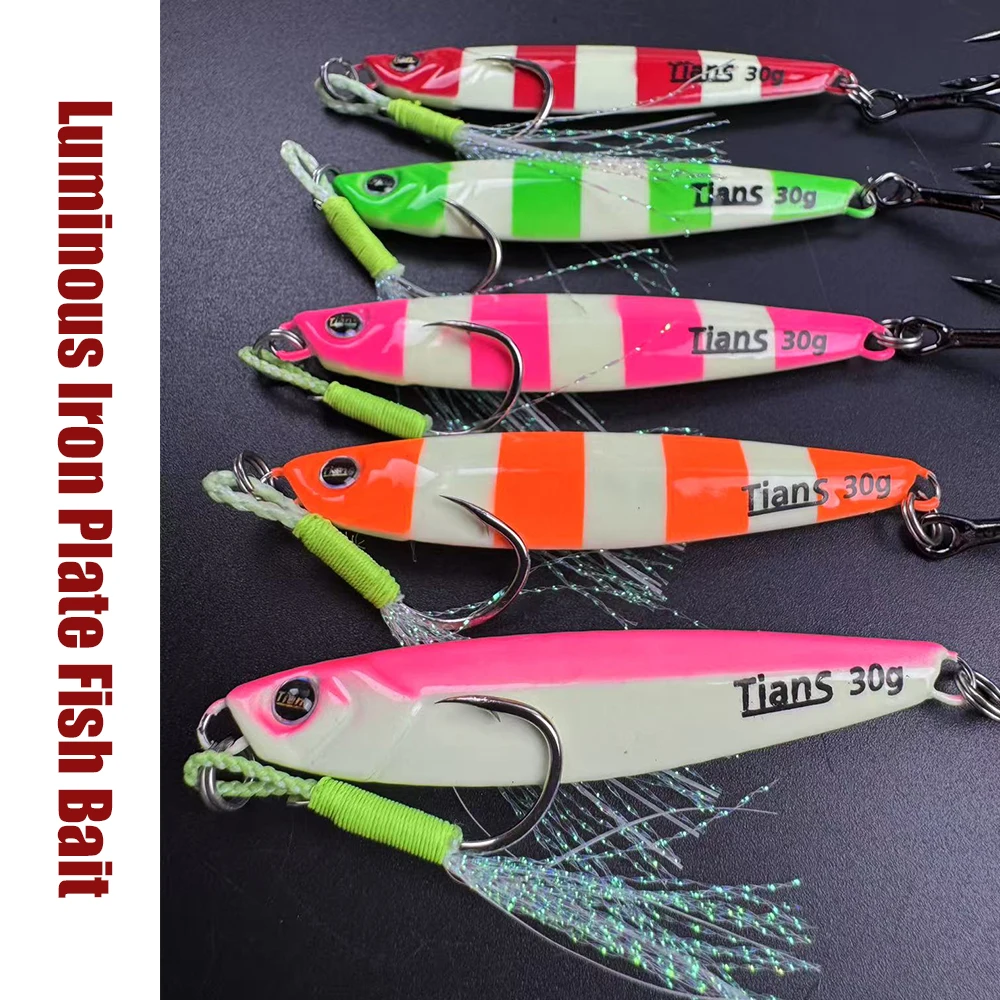5 stücke Nachtlicht Metall Jig Tiefsee Angeln Lure10/15/20/25/30/35/40g Casting Jigging Köder Forelle Thunfisch Fisch Künstliche Köder – Detail 7