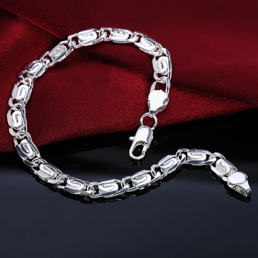 Feines, edles 925er-Sterlingsilber-Armband mit massiver Kette für Damen und Herren, Charm-Party-Geschenk, Hochzeit, Party, Modeschmuck