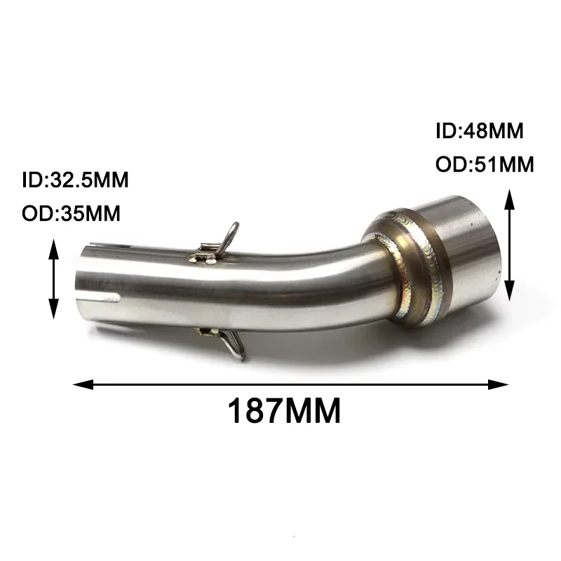For Yamaha YZF R3 R25 MT03 MT25 YZFR3 Motorcycle Exhuast Middle Link Pipe Connect 51mm Motorcycle Escape Exhaust Muffler Pipe