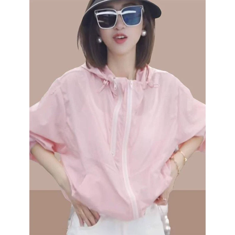 Lightweight Short Bean Green Women's Summer New Outdoor Breathable Sun Protection Clothing Coat Windproof UPF 40+ Hooded