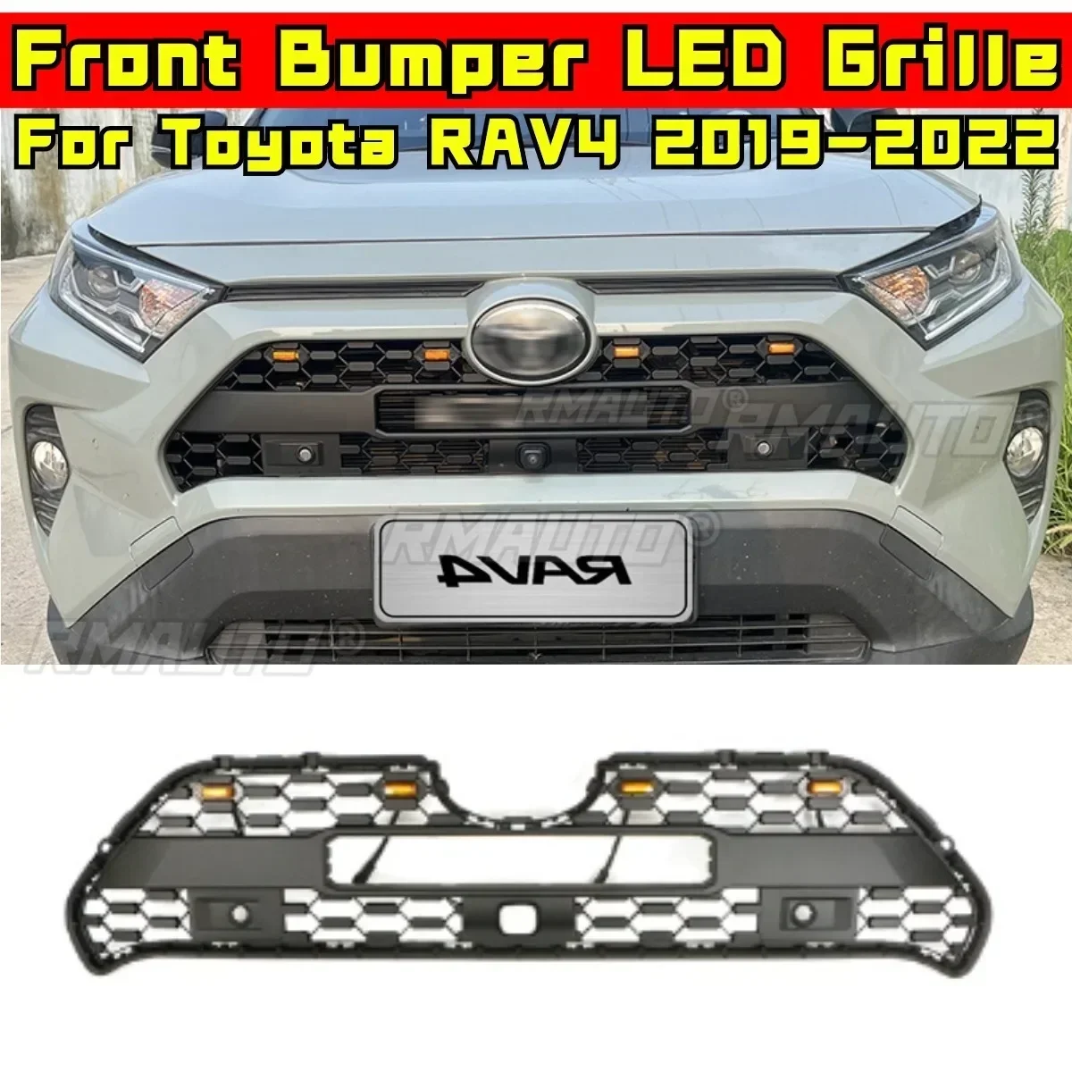 Front Racing Upper Radiator Grilles For Toyota RAV4 2019-2022 Tunning Part Car Front Bumper Racing Grille Grill Car Accessories