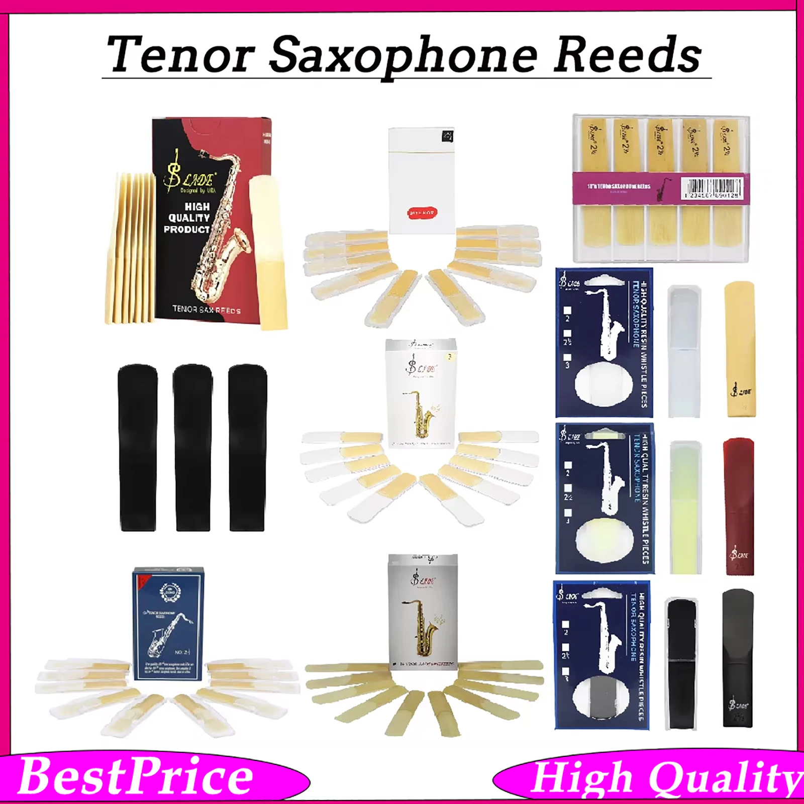 SLADE Tenor Saxophone Reeds Resin Strength Woodwind Instrument Parts Sax Clarinet Reeds for Practice Stage Studio Band Show