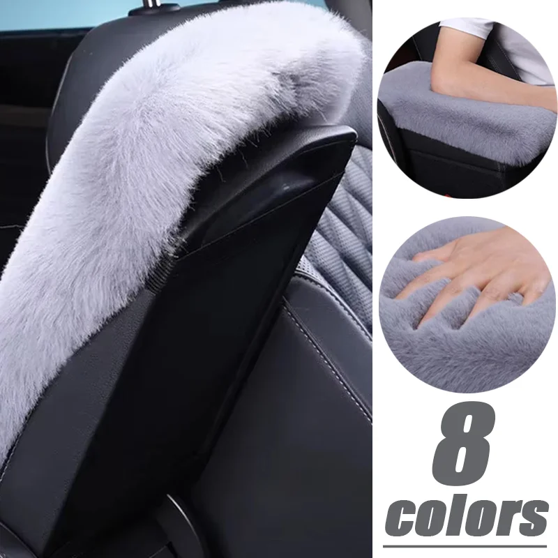 

Car Thicken Soft Furry Plush Armrest Box Mat Winter Furry Warm Centre Console Box Armrest Pad Universal Car Interior Accessories