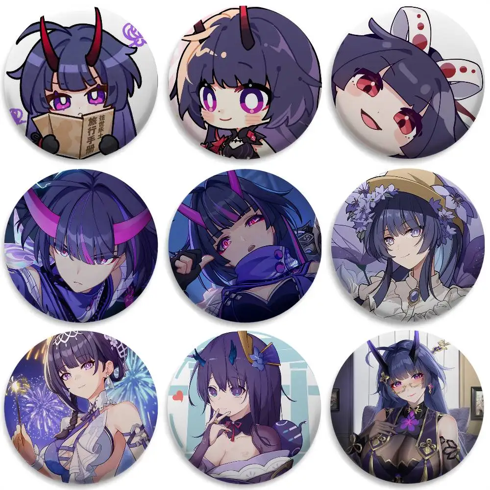

Raiden Mei Honkai Impact Badges Round Exquisite Badge Brooches Creative Pins For Clothes Hat Backpack Gift Accessories