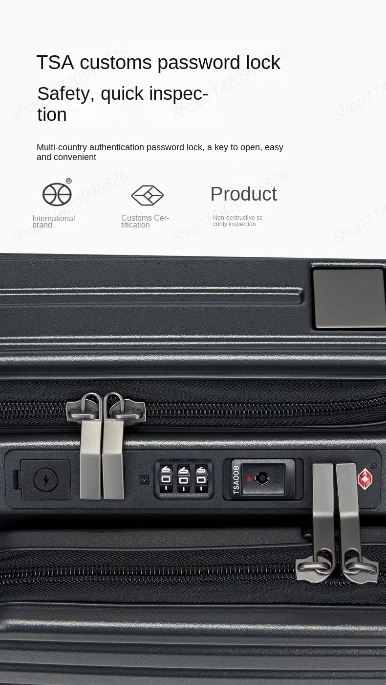 Handgepäck-Koffer mit Vorderöffnung, multifunktionaler Trolley-Koffer, 20-Zoll-Reisekabine, Passwortschloss, Gepäckkoffer, Reisetaschen – Detail 14