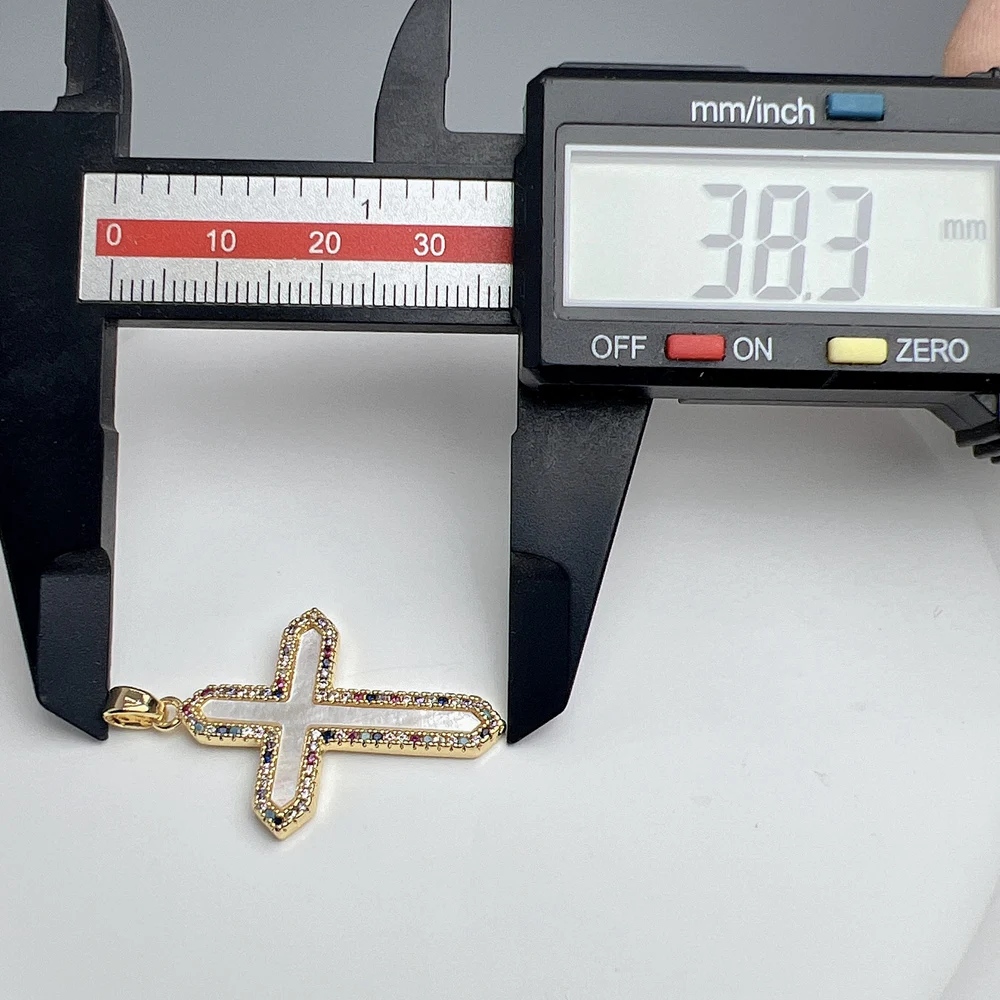 Fashion Zircon Natural Shell Cross Pendants Women Metal Nacre Charms For Jewelry Making DIY Necklace Accessories Material