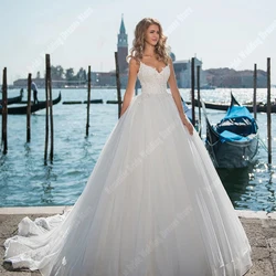 Sexy Shoulder Strap Women Wedding Dresses Quality Fluffy Palace Skirt Hem Bride Gowns Mopping Length Princess Vestidos De Novias