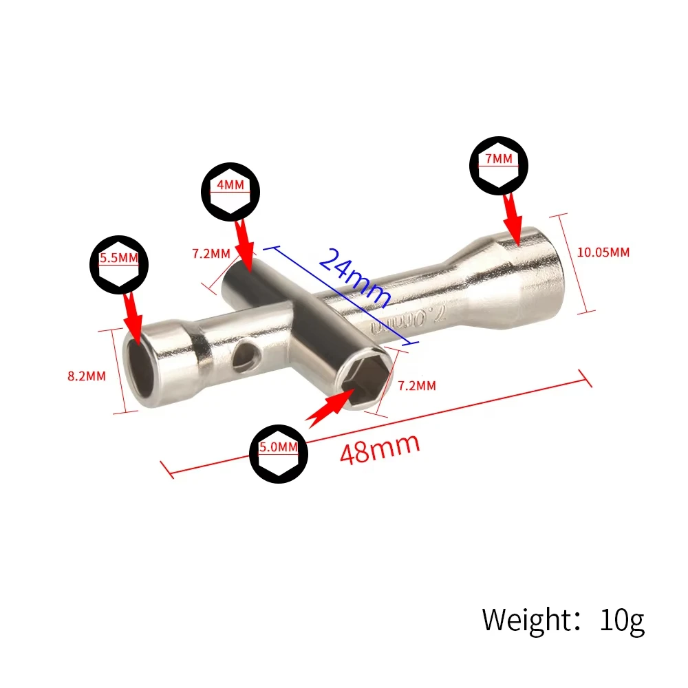 3D Printer Nozzle Tool 4in1 M2 M2.5 M3 M4 Screw Nut Hexagonal Cross Wrench For E3D V6 MK8 Nozzles Mini Spanner RC car