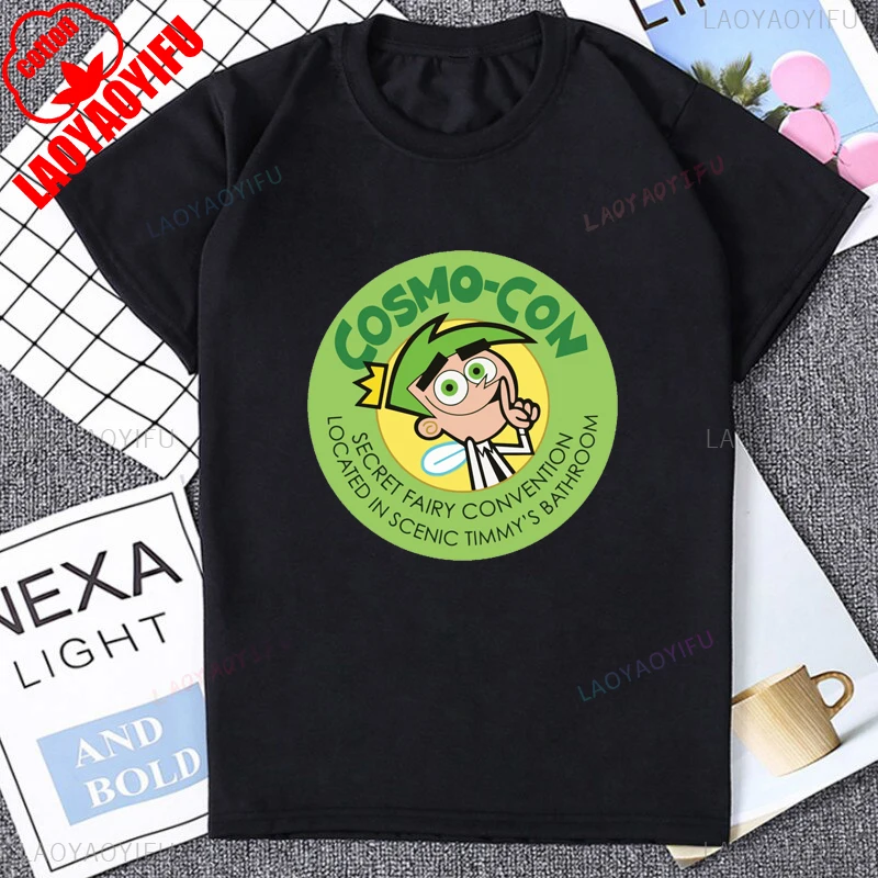 الفكاهة Kawaii الكرتون The Fairly Oddparents تيمي واندا كوزمو الجرافيك تي شيرت موضة القطن تي شيرت عادية Y2k للجنسين تي شيرت #4