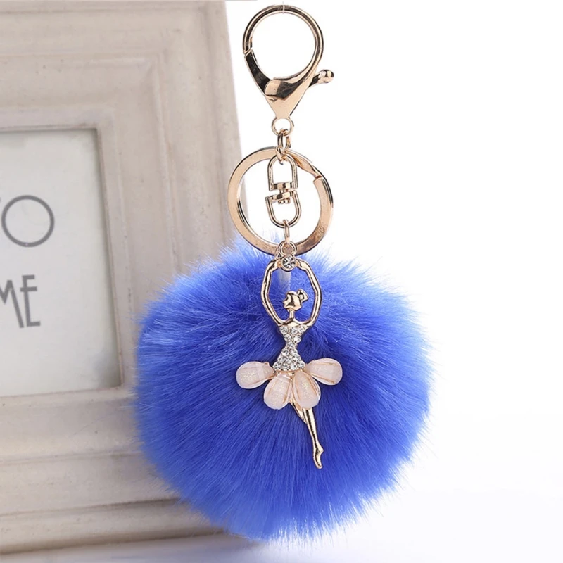 Bonito Rabbit Fur Ball Celular Carro Chaveiro Pingente Bolsa para Chave