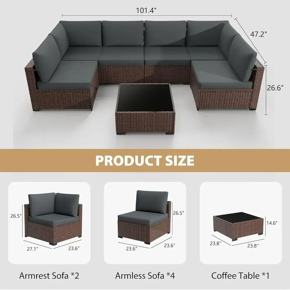 Patio urniture Set with ire Pit Table, 8 Pieces Outdoor urniture Set with 43in Gas ire Pit and Coee Table, PE Rattan Patio Conti