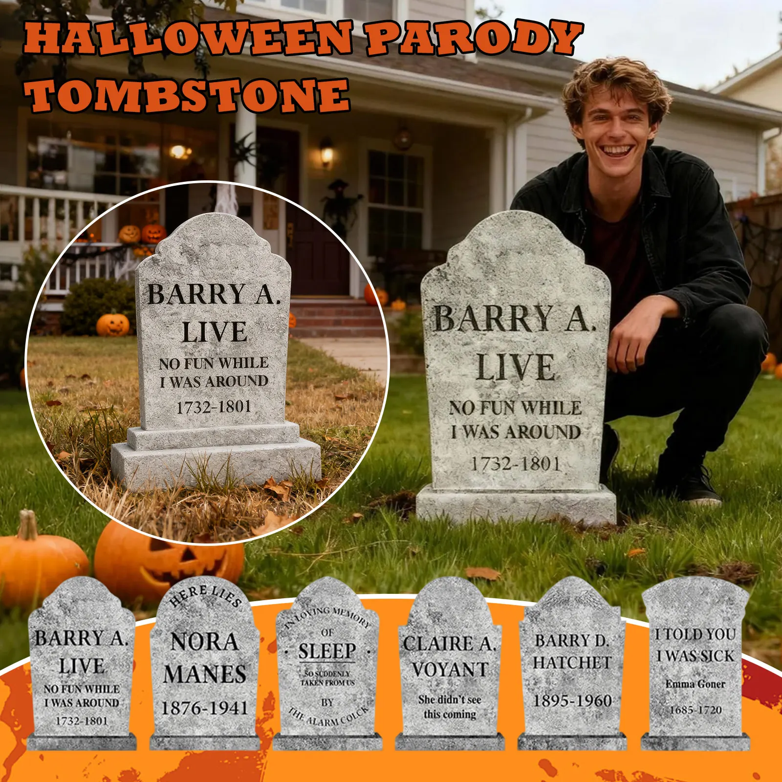 Tombstone Courtyard Ground Insert Card Realistic Horrorskull Rip Tombstone Lawnoutdoor Decoration Halloween Decorations Yard