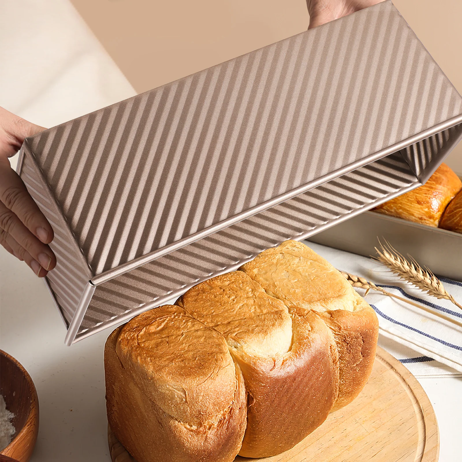 صينية رغيف الخبز غير لاصقة مع غطاء قالب خبز معدني لتوزيع الحرارة حتى مثالية لكعكة الجنيه وخبز الخبز