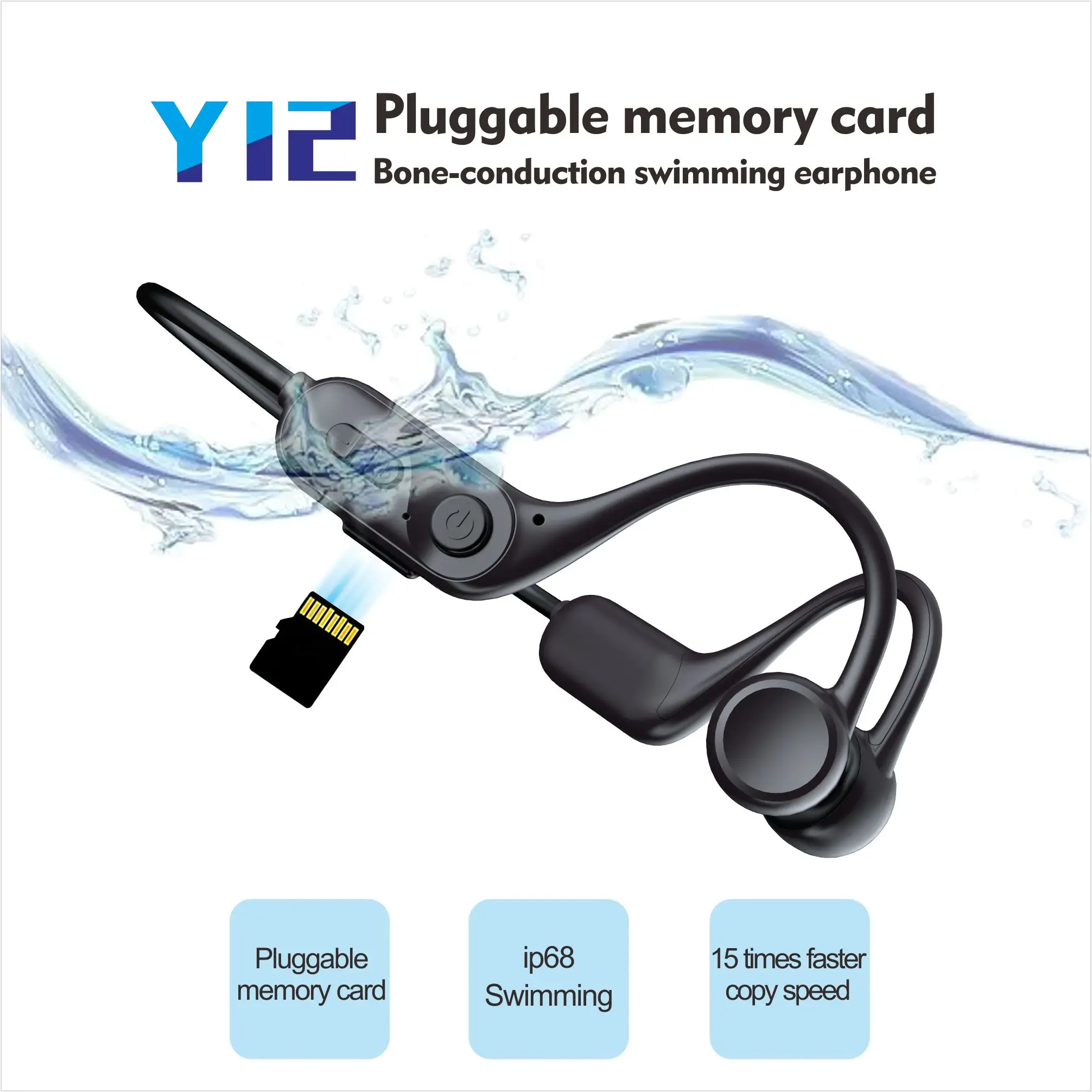 New waterproof Mp3 32G TF card bone conduction bluetooth headphone pluggable SD card iPX8 swimming diving player For mi iPhone