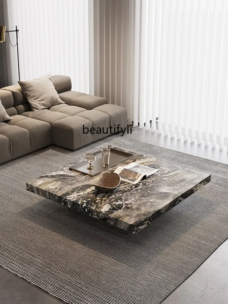 

Marble Coffee Table Living Room Minimalist Light Luxury Modern Creative Designer Venice Brown Low Table