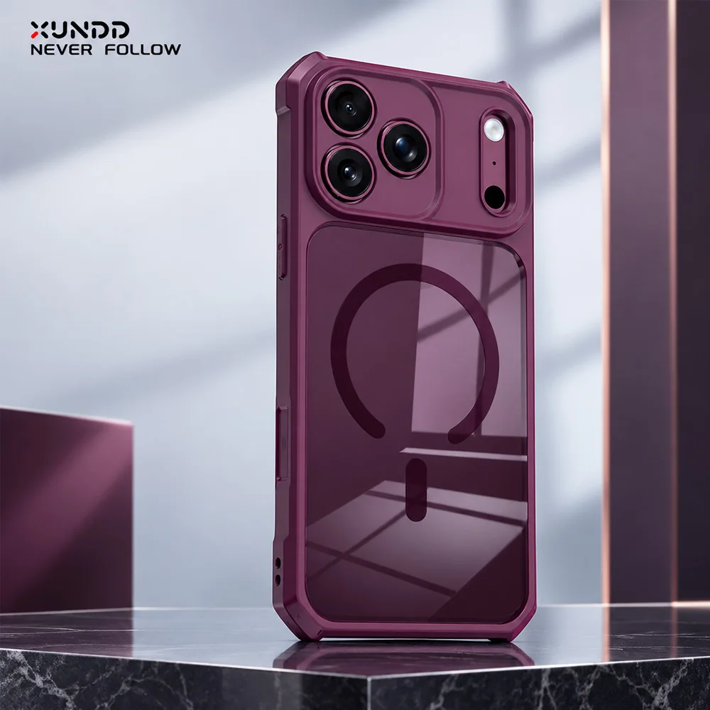 Coque XUNDD pour iPhone 17 Pro 18 Pro, antichoc avec coussin d'air, anti-chute, transparente, anti-jaunissement, protection complète de l'appareil photo, coque de téléphone