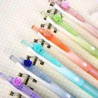 3/6pcs Kawaii Flower Gel Pen Black Ink Student  Pen Set Soft Gen Office Writing Pens  Stationery School Supplies