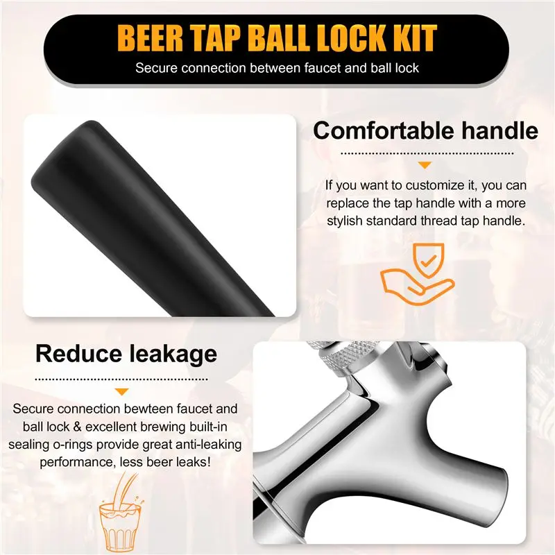 ABRW-Beer Faucet Ball Lock Kit, Homebrew Draft Beer Tap Cornelius & Corny Keg Liquid Ball Lock Picnic Party Beer Tower Set