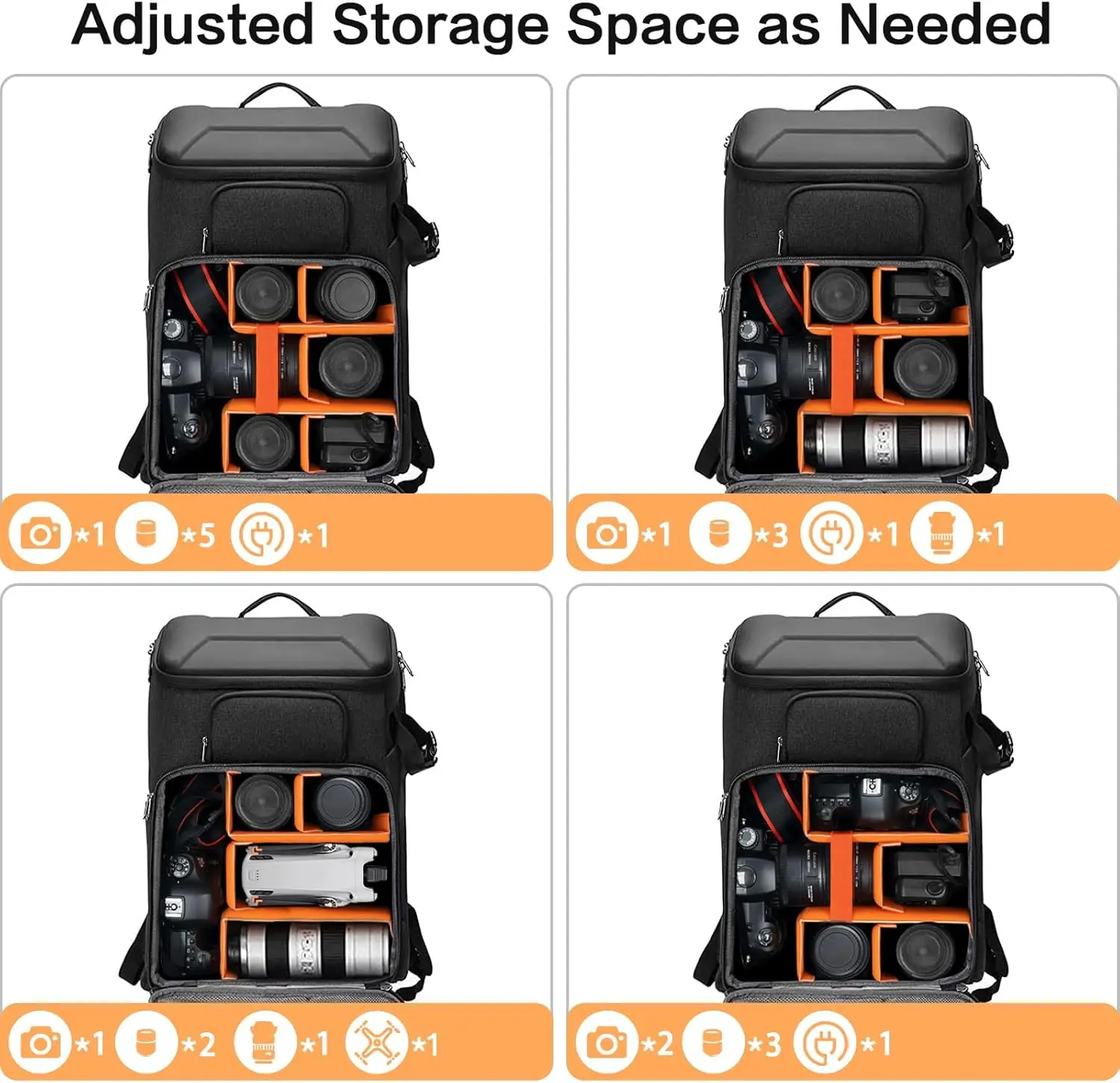 Camera Backpack,DSLR/SLR/Mirrorless Photography Waterproof 17.3 inch Camera Bag with Front Hard Shell&Laptop Compartment&Tripod