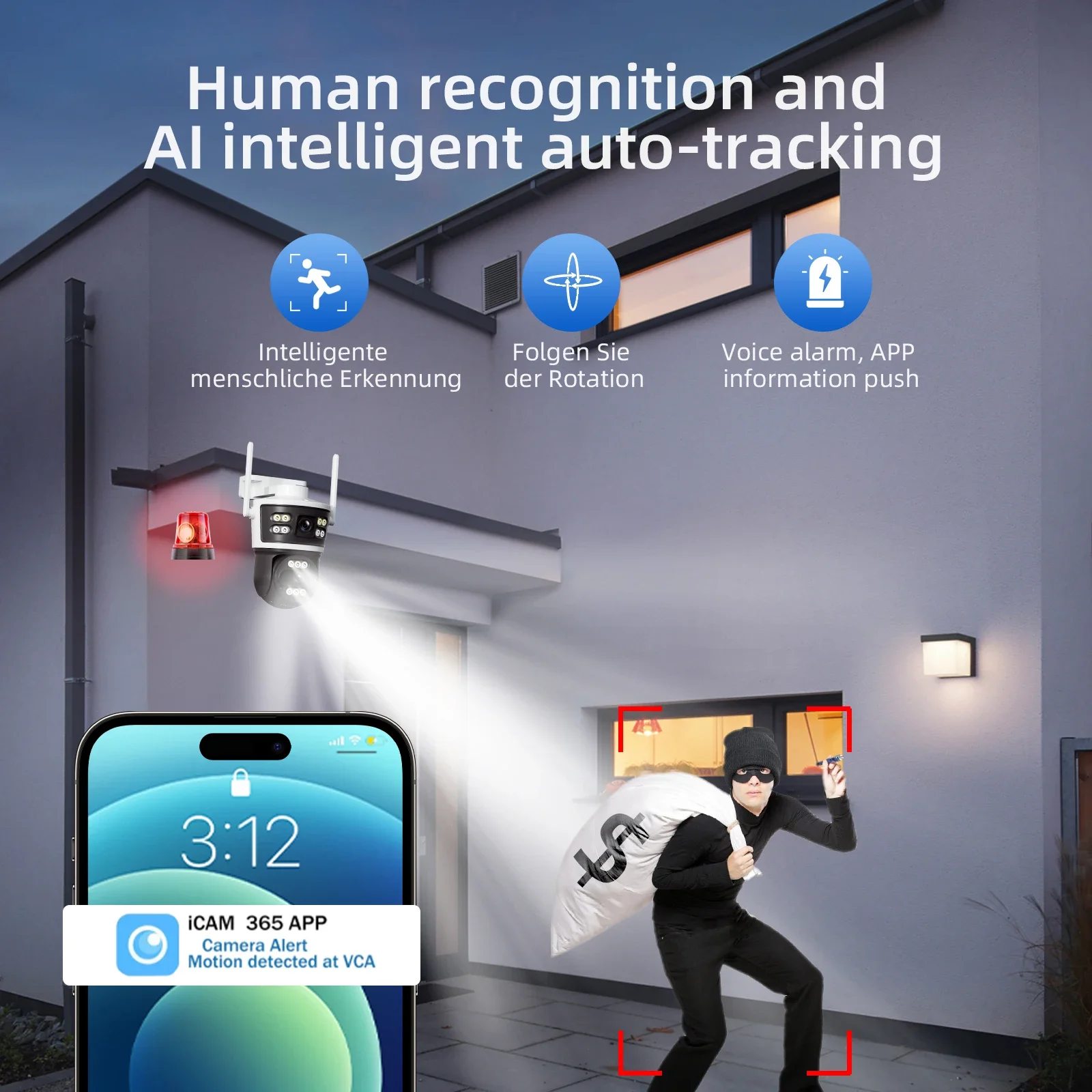 كاميرات مراقبة WiFi iCam365 8MP 4K IP كاميرا متحركة كشف الحركة للرؤية الليلية مراقبة الطفل المنزل الذكي مراقبة خارجية