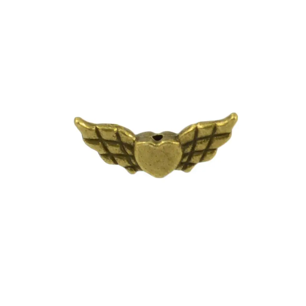 Antique Bronze Angel Wing Heart Charm Pendant Findings for Necklace Bracelet DIY Jewelry Maker Accessories