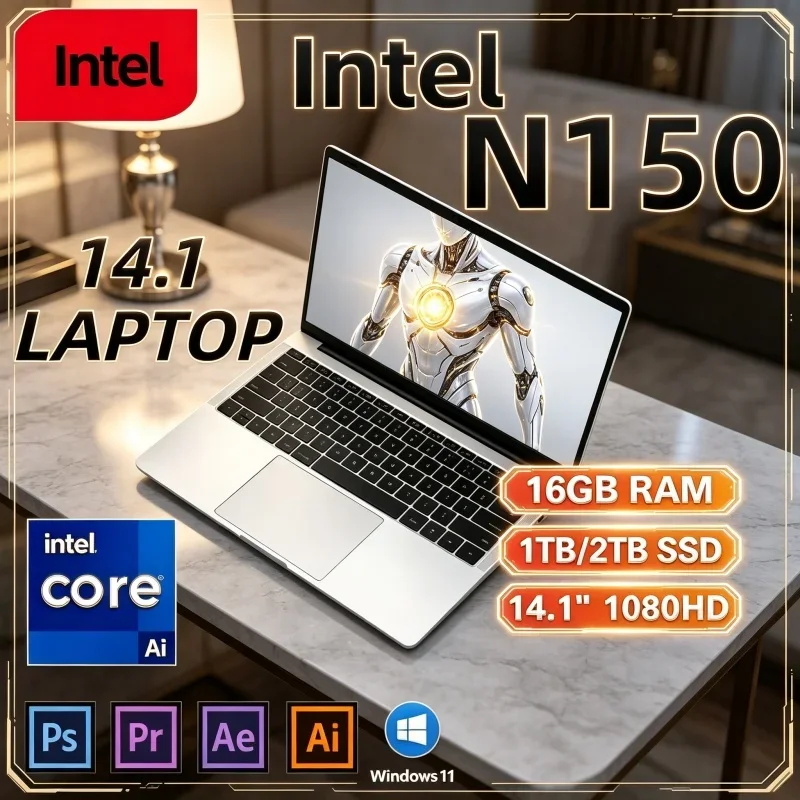 Gaming PC Hot 14.1' Intel Core N150 1920*1080 HD 16GB 32GB 2TB Win11 Pro New 2026 Office Study Laptope Study Gaming PC