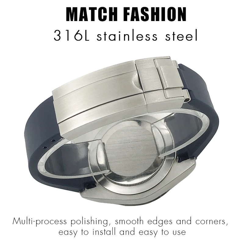 Watch Band for Rolex DAYTONA SUBMARINER Yacht-Master GMT Sports 20mm 21mm Curved End Fluoro Rubber Smart Watch Bracelet Strap
