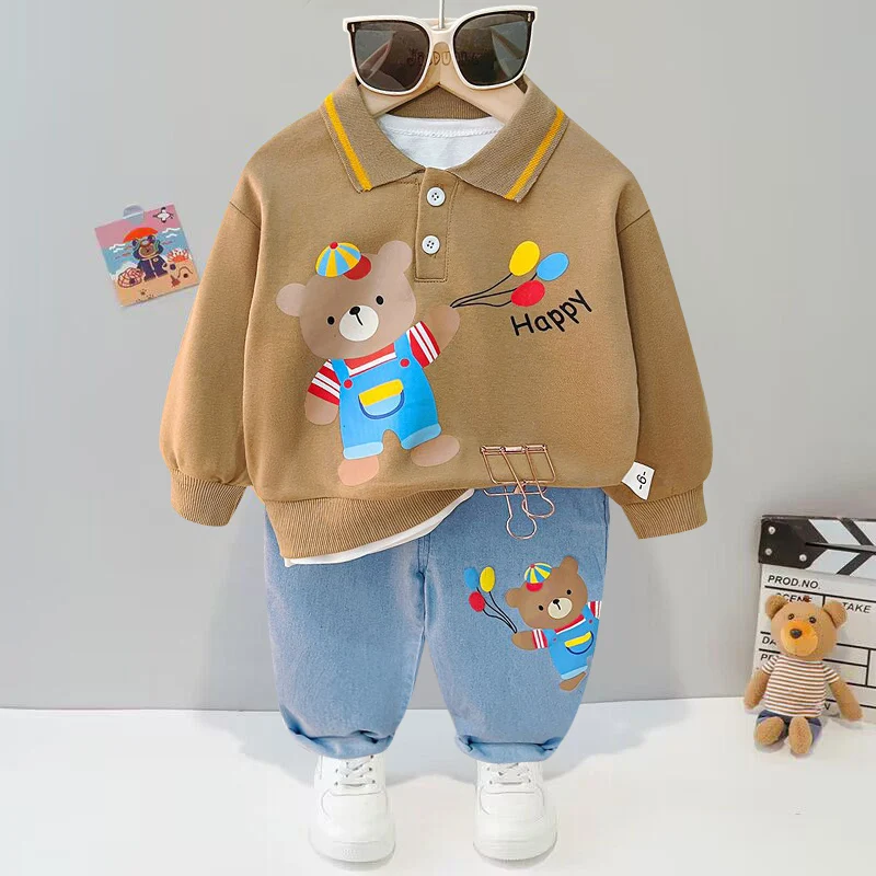 New spring and autumn pure cotton baby suit casual sportswear sweater pants 012345 years old baby bottoming suit