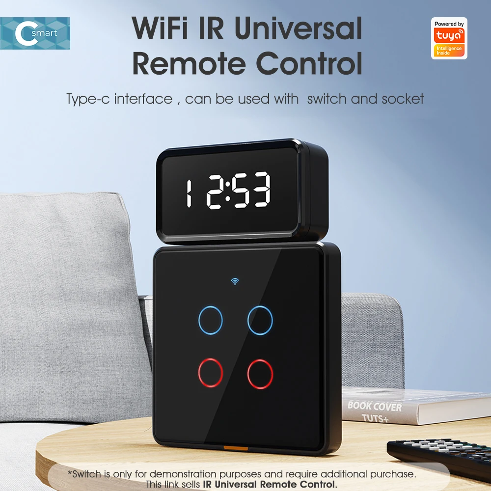 Tuya smart Wifi infrared IR remote control with time display, smart home controller that supports air conditioner, fan, TV, DVD