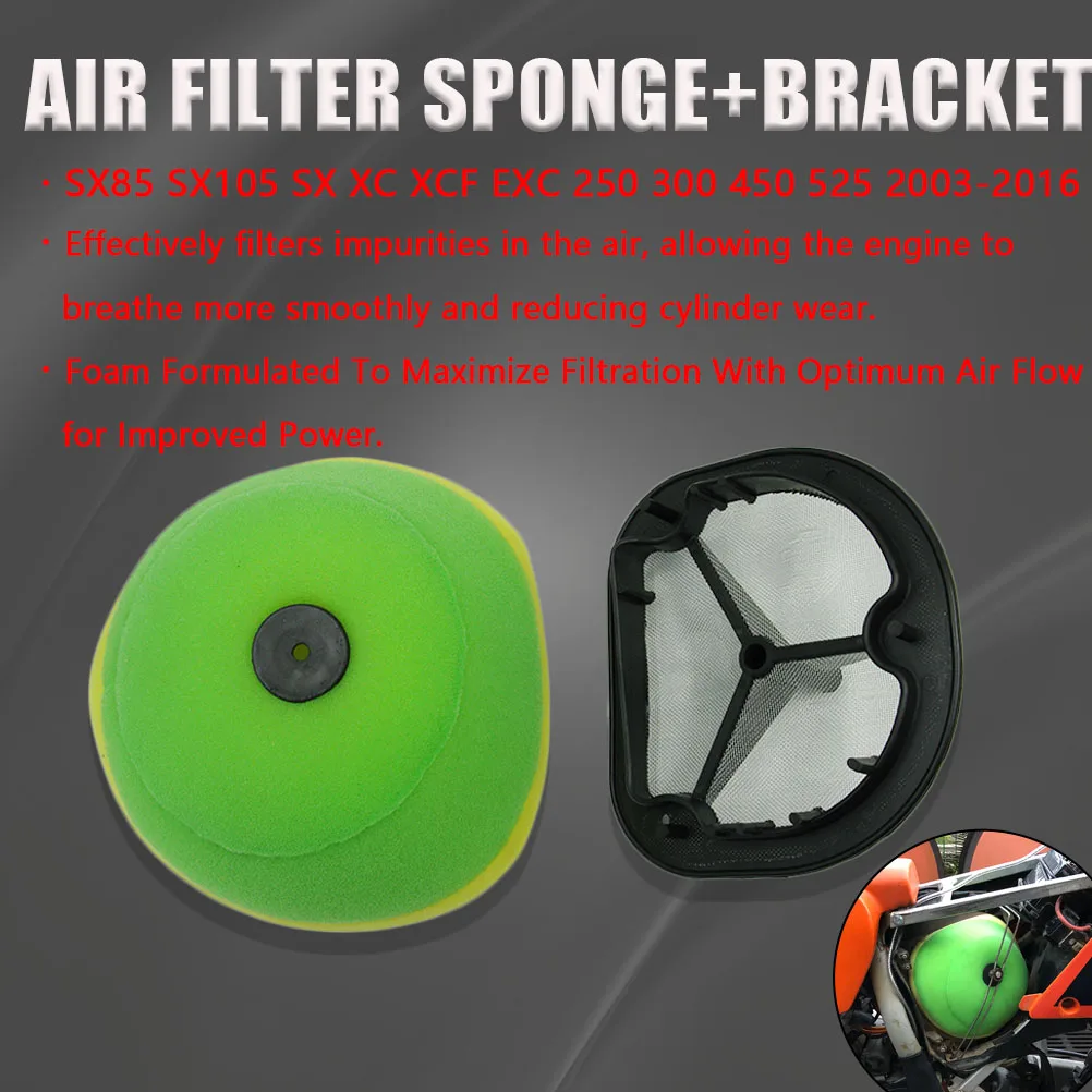 Motorcycle Accessories 2003-2016 Dual Foam Layer Sponge Air Filter With Support Holder Mount Bracket For KTM SX85 SX105 EXC525