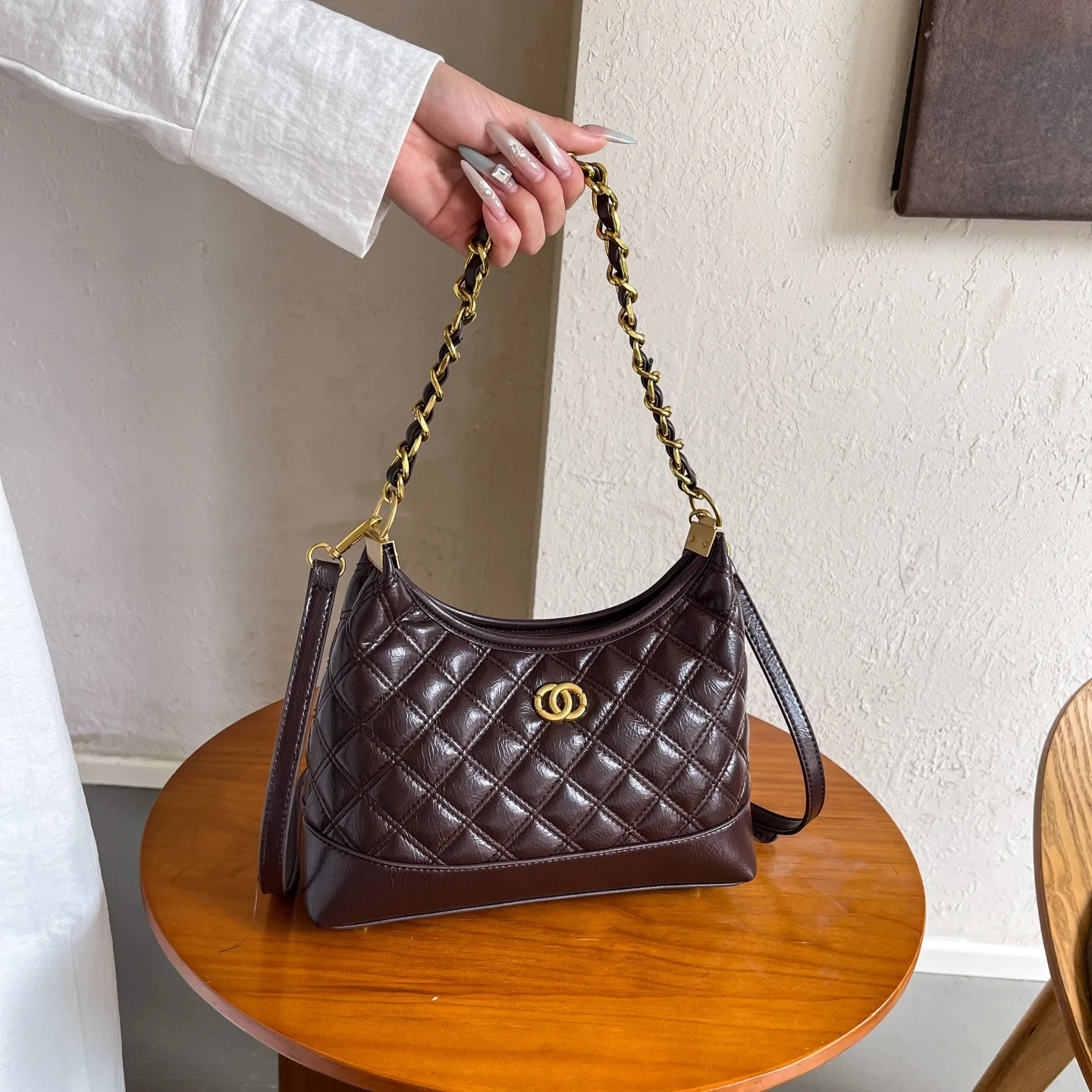 

2025 Curated Underarm Bag, Multi-Way Convertible Shoulder & Crossbody Purse for Women, Textured Vegan Leather Day to Night Tote