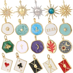Sun Moon and Star Charms for Jewelry Making Gold Color Poker Pendant Diy Bracelet Necklace Earrings Key Chain Accessories Dijes