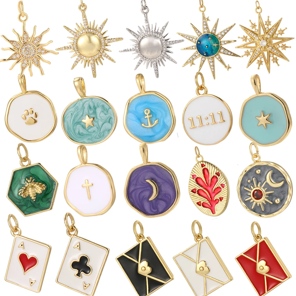 Sun Moon and Star Charms do tworzenia biżuterii Złoty kolor Poker Wisiorek Diy Bransoletka Naszyjnik Kolczyki Breloczek Akcesoria Dijes