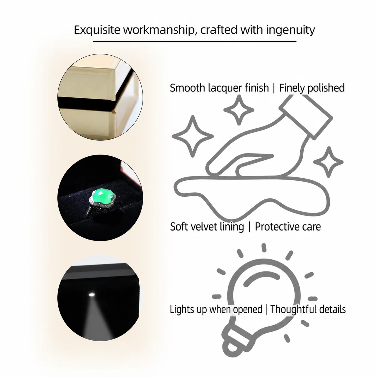 Ring Box Retro Jewelry Box Pendant Box Led Light Up For Jewelry Display Holiday Gift Ring Packaging