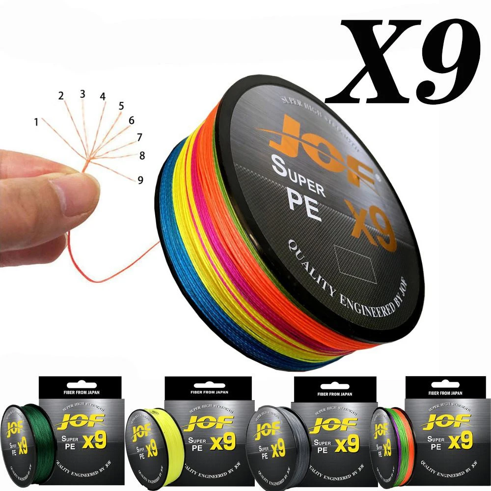 JOF Fishing Line 9Strands 20LB-80LB 300M 500M 100M PE Braided Fishing Line Super Strong linha multifilamento pesca 4 color Carp